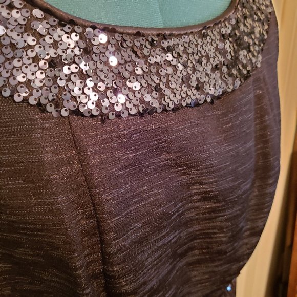 Evan Picone Midnight Blue Sequin Trim Sheath Dress - Picture 6 of 13